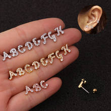 1pc Stainless Steel CZ Letter A to Z Cartilage Earrings Zircon Hot Sale Ear Bone Tragus Helix Piercing Jewelry for Men Women 2024 - buy cheap