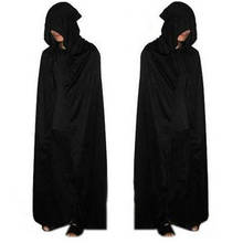 Свободная накидка на Хэллоуин с капюшоном для взрослых женщин мужчин унисекс Длинный плащ черный костюм платье пальто подарки 2024 - купить недорого