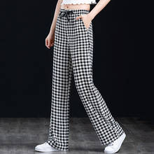 Women Pants Fashion Plaid Trousers Womens Sweet Chic All-match Wide Leg Pants Daily Straight Pants High Waist Harajuk Streetwear 2024 - buy cheap