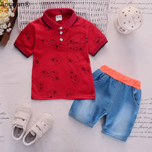 2020 New Summer New Baby Boys Clothes Kids Casual Children Letter Short Sleeve Shirt Jeans Infant Toddle Fashion Lapel Suit SET 2024 - compre barato