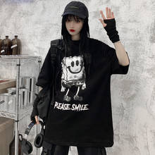 Camiseta punk preta, camiseta de desenhos animados, estilo hip hop, gótico, engraçada, manga curta 2024 - compre barato