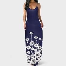 Flower Print Dresses For Women Sling Sleeveless Summer Sundresses Beach Long Dress Jupe Longue Femme Bohemia Dress Women 2024 - buy cheap
