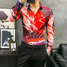 Camisas de manga larga para hombre, esmoquin informal de corte entallado, ropa de calle 3XL-M, color rojo, primavera, 2021 2024 - compra barato
