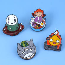 Anime Spirited Away Totoro Pins Brooches No Face Man Ponyo Flame Casifah Enamel Badge Pins For Kids Backpack Gifts Jewelry 2024 - buy cheap