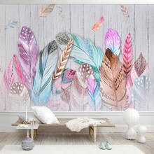 Custom Mural Wallpaper Modern 3D Hand Painted Colorful Feather Frescoes Living Room TV Sofa Bedroom Creative Art Papel De Parede 2024 - buy cheap