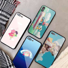 Ponyo Studio Ghibli-funda de teléfono de vidrio templado, carcasa para iphone 12 11 Pro Max 5 6 7 8 X XS XR XSMax Shell 12Pro Max 2024 - compra barato