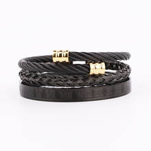 Pulsera de acero inoxidable para hombre, brazalete de alta calidad, de alambre romano, novedad 2024 - compra barato