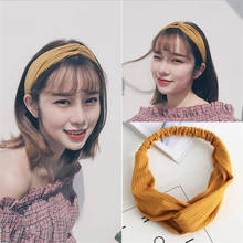 Diadema de punto de ante para mujer, bandanas elásticas con nudo cruzado Vintage, diademas suaves de Color sólido para niña, primavera y otoño 2024 - compra barato