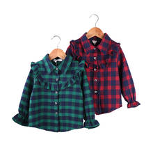 baby Girls shirts plaid spring New arrival long-sleeve stripe shirts kids clothes cute casual red green tops wear 2024 - buy cheap