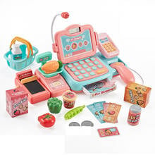 Mini caja registradora de comida para niños, juego de simulación de cocina de juguete, caja registradora, juego de simulación de papeles, cajero, regalo de cumpleaños 2024 - compra barato