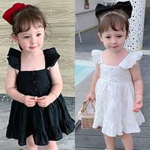 2021 New Summer Teenager Girls Dress Solid Color Ruffles Sleeves Princess Dresses Cute Style Fashion Clothes E1018 2024 - buy cheap