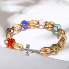Hocole cristal amor pulseira charme frisado elástico cruz pulseiras femme designer pulseiras para mulheres de luxo jóias cristãs 2024 - compre barato