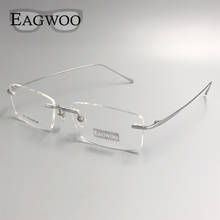 Pure Titanium Eyeglasses Rimless Optical Frame Prescription Spectacle Frameless Glasses For Wide Face With  Long Temple 145mm 2024 - buy cheap