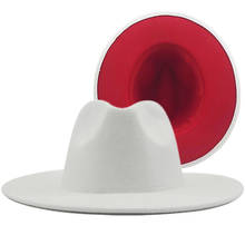 Sombrero de Jazz de fieltro para hombres y mujeres, gorra de ala plana de mezcla de lana, Fedora, Panamá, Trilby, Vintage, color blanco y rojo Simple, 56-58-60CM 2024 - compra barato