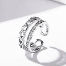 925 Sterling Silver Double Layer Twisted Full Zircon Wedding Opening Ring For Women Wedding Engagement Jewelry S-R226 2024 - buy cheap