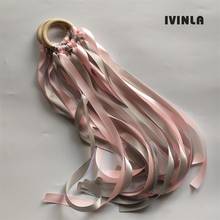 20pcs/lot pink and grey  Wooden Ring Waldorf Ribbon With Bell Hand Kite Toy FLY ME Birthyday Party Favors 2024 - buy cheap