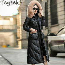 Outono inverno casaco roupas femininas 2020 real genuíno jaqueta de couro coreano do vintage gola de pele de raposa pele de carneiro para baixo casaco topos zt4990 2024 - compre barato