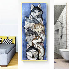 Картина-мозаика «сделай сам» с изображением собаки хаски 5D, животных, мозаика, полная выкладка, круглая вышивка, Набор для вышивки крестиком, Настенная картина 2024 - купить недорого