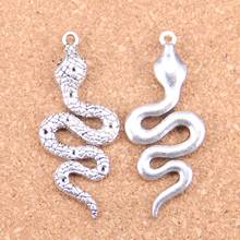 Colgantes antiguos de serpiente de cobra, joyería de plata tibetana Vintage, DIY para pulsera y collar, 51x21mm, 4 Uds. 2024 - compra barato