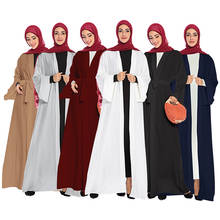 Solid Color Open Abaya Kimono Dubai Kaftan Islam Muslim Hijab Dress Jilbab Abayas For Women Caftan Robe Turkish Islamic Clothing 2024 - buy cheap