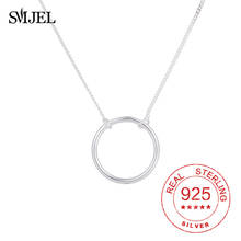 Collar de plata de ley 925 Simple para mujer, colgante de círculo redondo, cadena de clavícula, regalo 2024 - compra barato