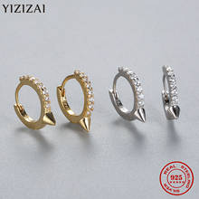 YIZIZAI genuino 925 plata esterlina versión coreana pequeño triángulo de circón cúbico de cristal pendientes de aro de fiesta venta al por mayor de joyería 2024 - compra barato