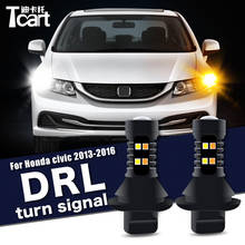 Acessórios do carro Para Honda Civic 9th 2013 2014 2015 2016 Led Drl Luz de Circulação Diurna Vez 2in1 Автомобильные лампы 2024 - compre barato