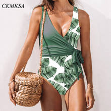 2019 sexy um pedaço de banho controle da barriga floral do vintage maiô monokini empurrar para cima v profundo bandagem beaching verão mulher biquíni 2024 - compre barato