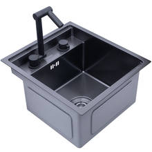 black Hidden Kitchen sink Single bowl Bar Small Size sink Stainless Steel Balcony sink Concealed black kitchen sink Bar sink WF 2024 - buy cheap