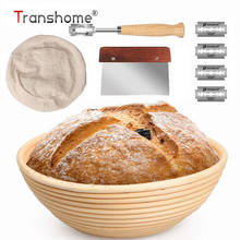 Transhome-cesta Banneton a prueba de pan, juego para principiantes, cesta de pan de ratán, cuchillo curvado, cepillo raspador, batidor danés de lino, 5 piezas 2024 - compra barato