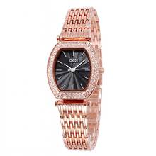 Reloj Tonneau de lujo para mujer, pulsera de diamantes de cristal de oro rosa, reloj de vestir con correa de acero inoxidable, reloj de cuarzo para mujer 2024 - compra barato