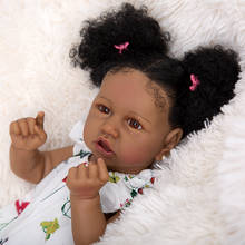 Handmade Reborn Baby Dolls Silicone Full Body Black Skin Fashion Fiber Hair Reborn Girl Doll Children's Day Gifts Lifelike Toys 2024 - buy cheap