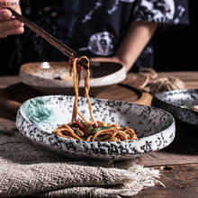 Plato de cerámica con textura especial, vajilla retro de alta calidad, de estilo japonés para el hogar, diámetro de 8 pulgadas, de borde grueso, apto para cena 2024 - compra barato