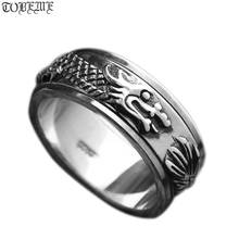Винтажное вращающееся кольцо из серебра 100% пробы с драконом ручной работы, вращающееся кольцо из тайского серебра с драконом, вращающееся кольцо из чистого серебра 2024 - купить недорого