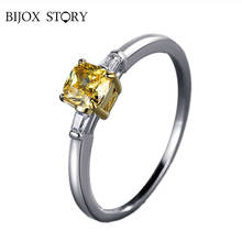 BIJOX STORY fashion 925 sterling silver ring with geometric shape topaz rings for women wedding engagement banquet gifts jewelry 2024 - buy cheap