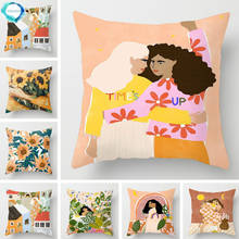 Oil Painting Women Flower Decorative Throw Pillow Case Polyester Cushion Cover for Home Sofa Chair Decor Pillowcase 45X45CM 2024 - buy cheap