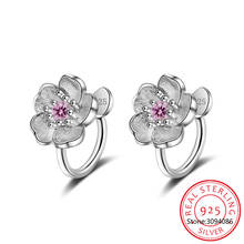 Cute 925 Sterling Silver Cherry Blossoms Flower Set Pink Cz Stud Earring For Women Girls Kids Jewelry Orecchini Aros Aretes 2024 - buy cheap