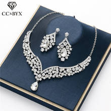 CC Jewelry Set Stud Earring Necklace Pendant Luxury Wedding Accessories For Bridal Women CZ Stone Water Drop Shape Chocker D022 2024 - buy cheap