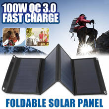 Paneles solares de carga rápida QC3.0, portátiles, plegables, impermeables, USB tipo C, cargador, Banco de energía para teléfono y exteriores, 100W 2024 - compra barato
