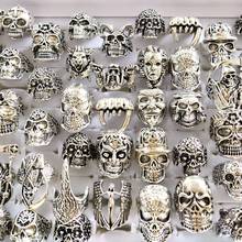Anéis de esqueleto gótico para homens, 30 peças múltiplos estilos mix de crânio anel punk rock para homens e meninos joias para lembrancinha de festa em atacado 2024 - compre barato