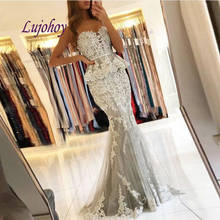 Sexy Grey Long Lace Mermaid Evening Dresses Party Plus Size Women Ladies Prom Formal Evening Gowns Dresses 2024 - buy cheap