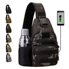 Bolso con USB para acampada, mochila militar de un solo hombro, para deportes tácticos, senderismo al aire libre, Mochlia Molle 2024 - compra barato