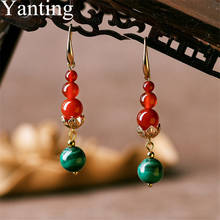 Yanting Natural Red Stone Dangle Earrings Handmade Ethnic Women Earrings Chinese Vintage Style Brincos New Gift 0166 2024 - buy cheap