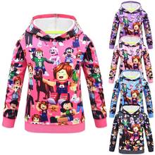 Robloxing cartoon hoodie bebê menina moletom crianças roupas com capuz roupas de algodão traje de natal 2024 - compre barato