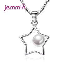 Fashion S925 Sterling Silver Necklace Pentagram Pearl Pendientes for Women Girls Birthday Gift Geometric Style Jewelry 2024 - buy cheap