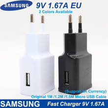 Быстрое зарядное устройство Samsung S10, S8, S9 Plus, адаптер питания европейского стандарта, 9 В, 1,67 А, зарядное устройство с Micro USB-кабелем для Galaxy A30, A40... 2024 - купить недорого