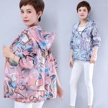 Middle-aged and Elderly Women 2020 Spring Summer Coat Female Hooded Printing Casual Large Size Outwear Sun Protection Jacket N37 2024 - buy cheap