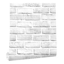 Самоклеящаяся бумага для стен из искусственного кирпича, белая/серая 2024 - купить недорого