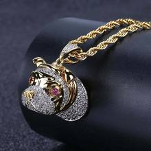 Hip Hop Micro Paved AAA+ Cubic Zirconia Iced Out Bling Gold Bulldog Dog Pendants Necklace for Men Women Rapper Jewelry 2024 - buy cheap