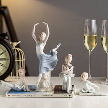 Керамическая танцевальная балетная кукольная Статуэтка для девочек, миниатюрные украшения ангела для дома, гостиной, украшения для детской комнаты, подарок на день рождения 2024 - купить недорого